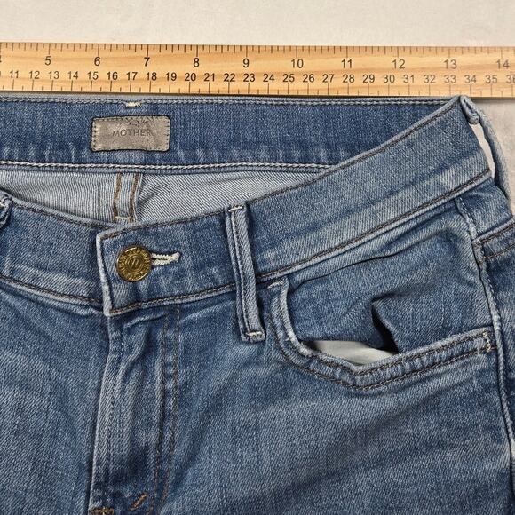 Mother The Rascal Slit Step Shake Well Wash Jeans Blue Cotton Size 25 (26x27) - Picture 6 of 12